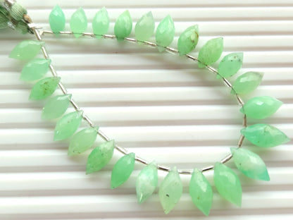 Natural Chrysoprase Olive Drops | Chrysoprase Faceted Drops | 25 Pieces | 6x13 To 8x16 MM Gemstone Beads for Earrings & Jewelry Making