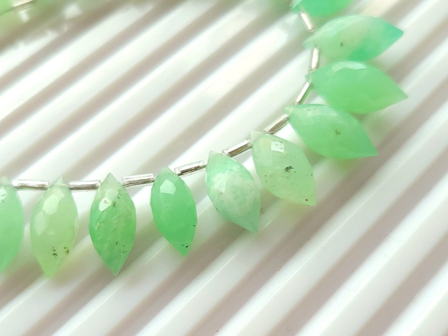 Natural Chrysoprase Olive Faceted Drops