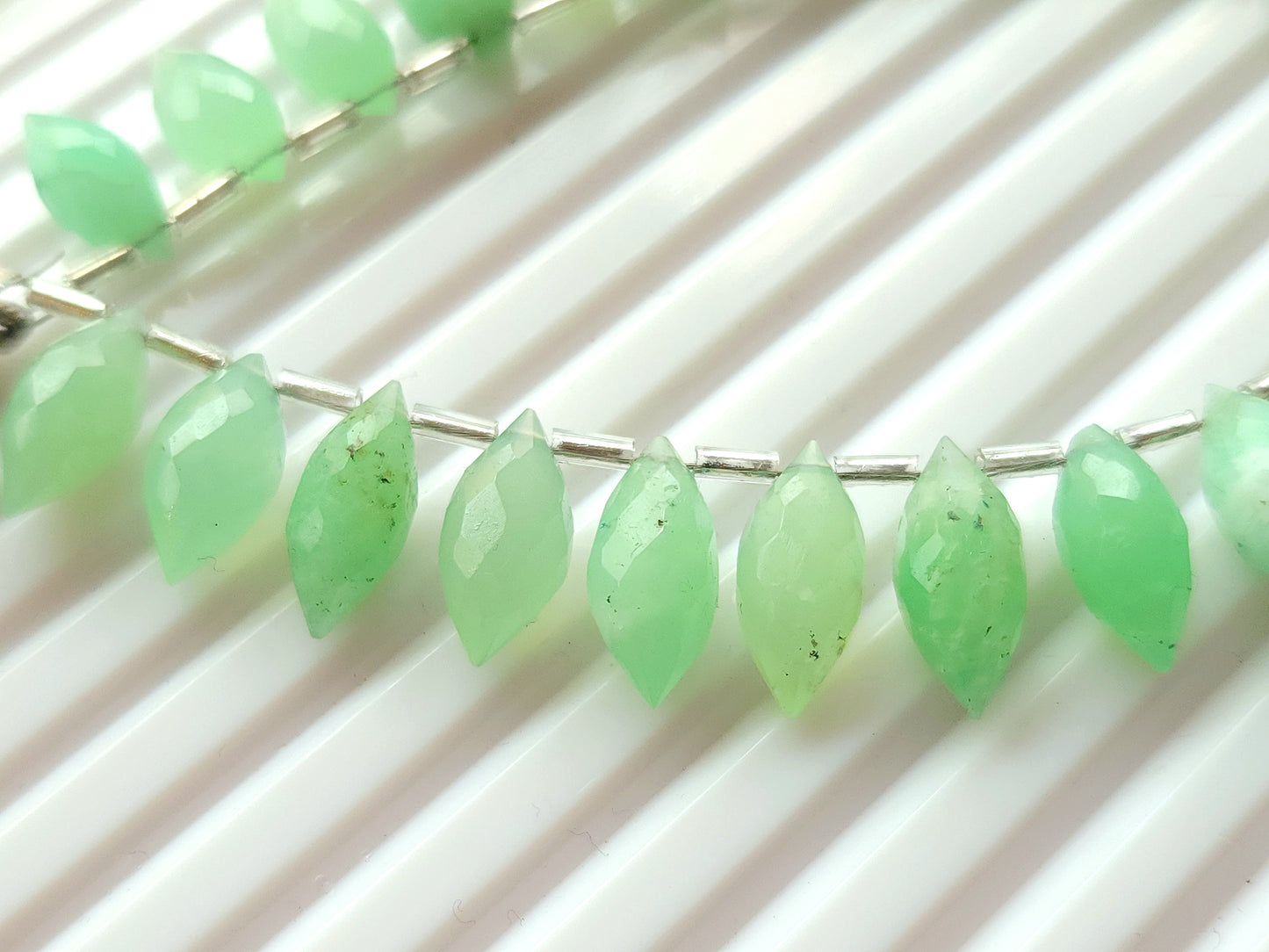 Natural Chrysoprase Olive Faceted Drops