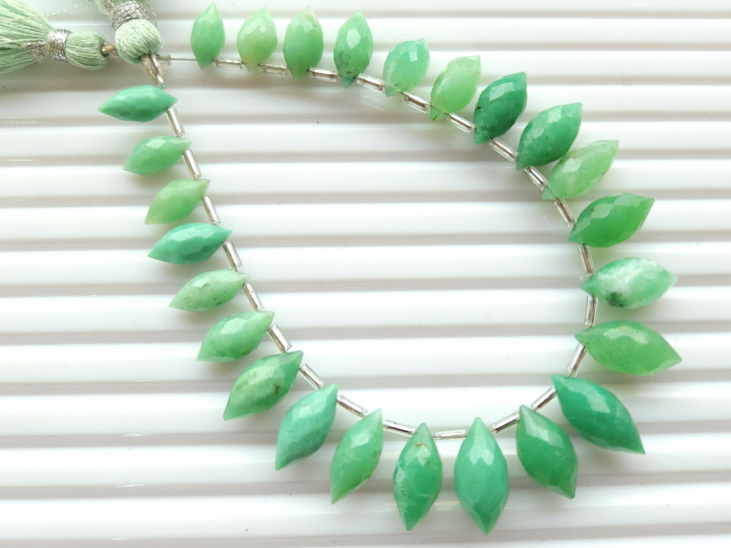 Natural Chrysoprase Olive Faceted Drops