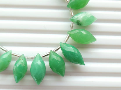 Natural Chrysoprase Olive Drops | Chrysoprase Faceted Drops | 25 Pieces | 5x12To 8x18 MM Gemstone Beads for Earrings & Jewelry Making