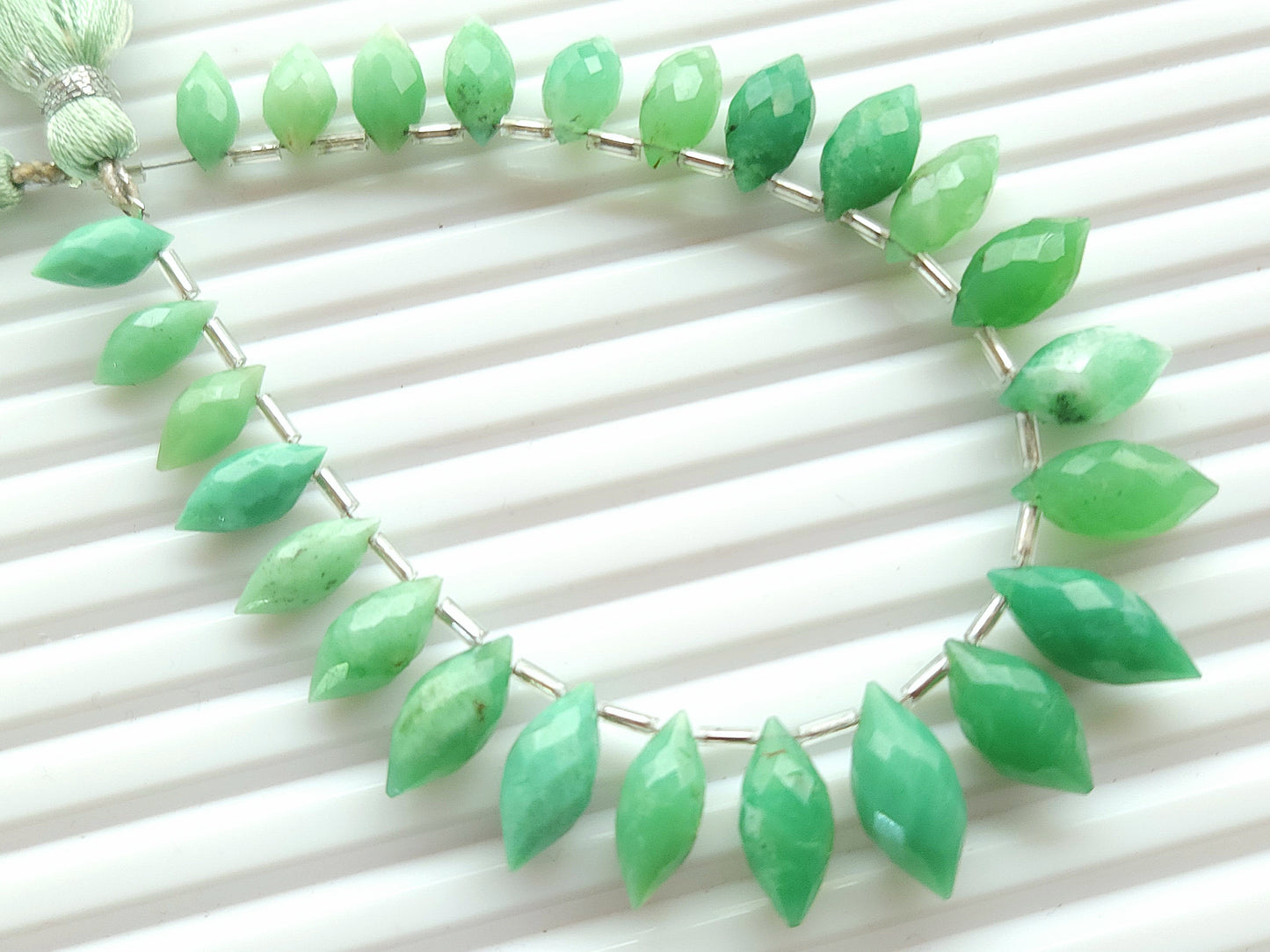 Natural Chrysoprase Olive Faceted Drops