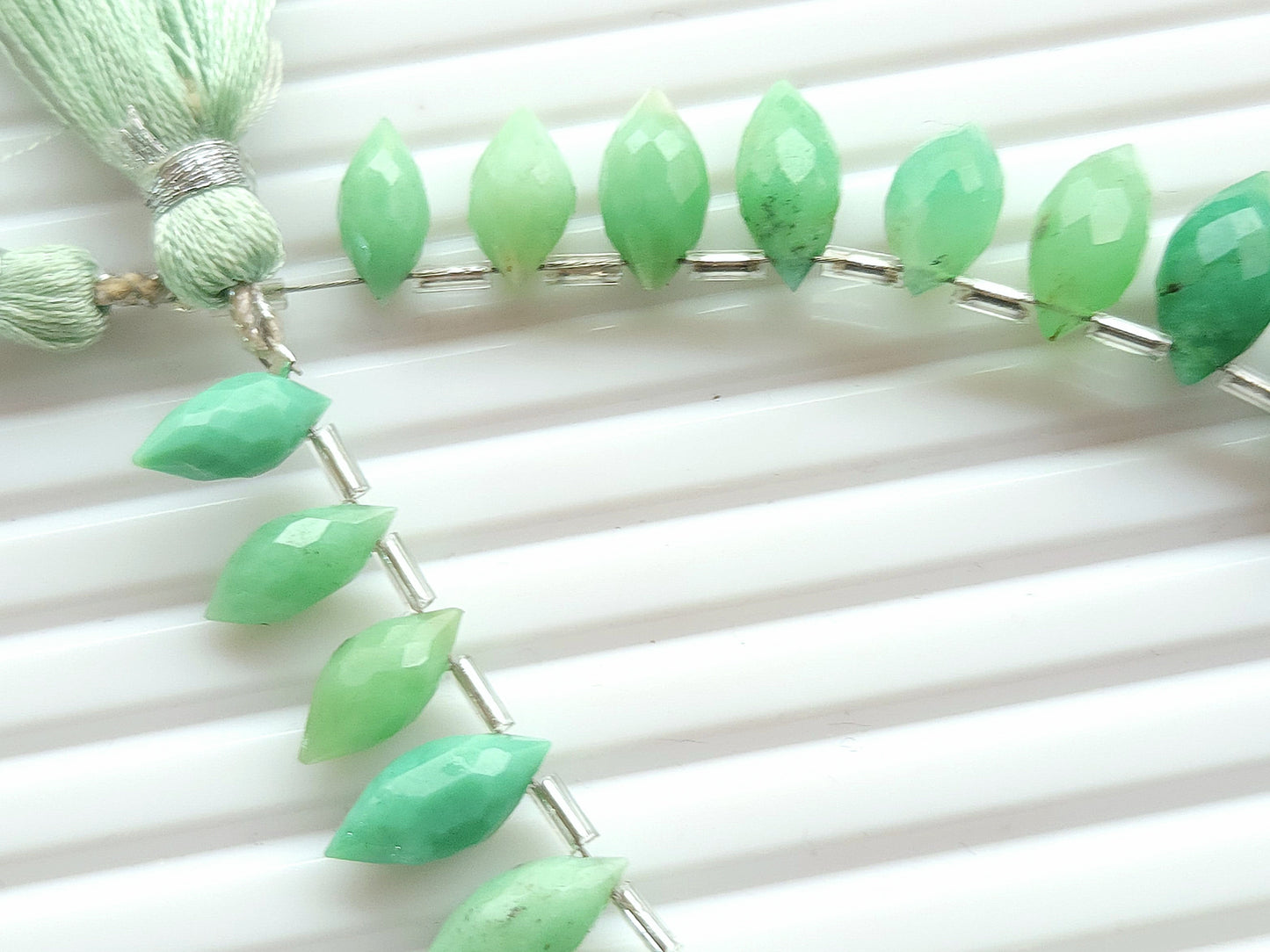 Natural Chrysoprase Olive Faceted Drops