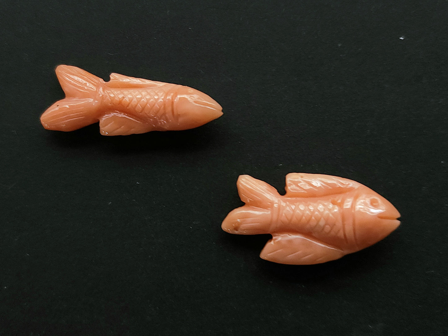 Natural Japanese Coral Fish Carvings | Pink Coral Gemstone