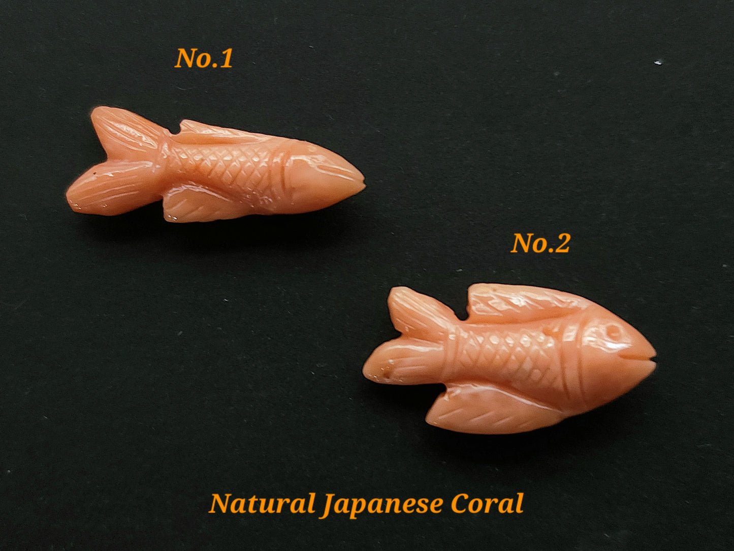 Natural Japanese Coral Fish Carvings | Pink Coral Gemstone