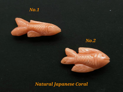 Natural Japanese Coral Fish Carvings | Pink Coral Gemstone