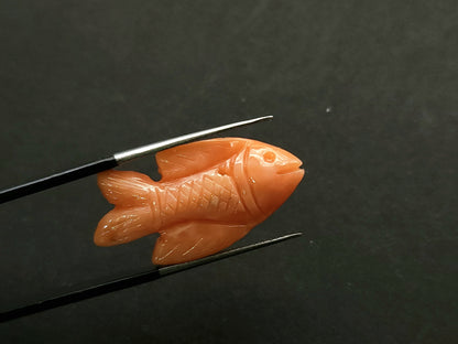 Natural Japanese Coral Fish Carvings | Pink Coral Gemstone