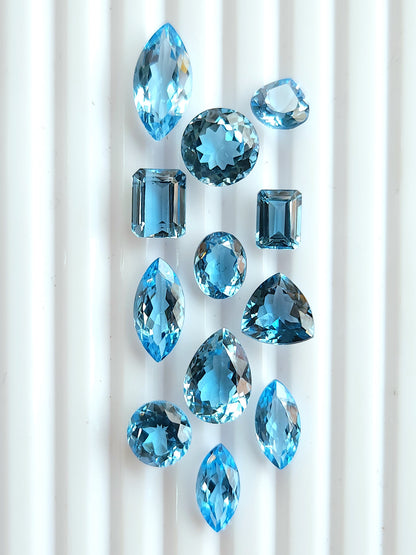 Natural Swiss Blue Topaz Loose cut stone