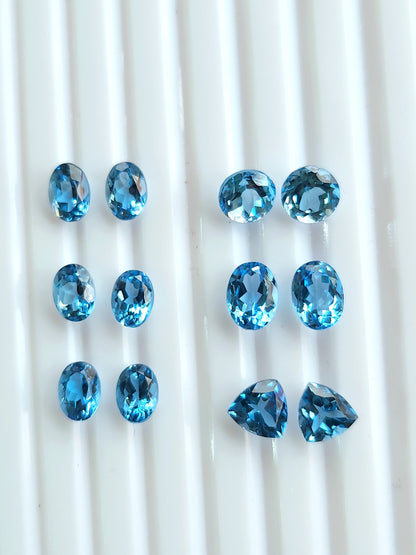 Natural Swiss Blue Topaz Perfect Pairs Gemstones