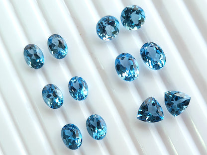 Natural Blue Topaz Matching Pairs | 5X7 To 6x8 MM | Swiss Blue Topaz Gemstone Lot For Pendants, Charms & Jewelry Making