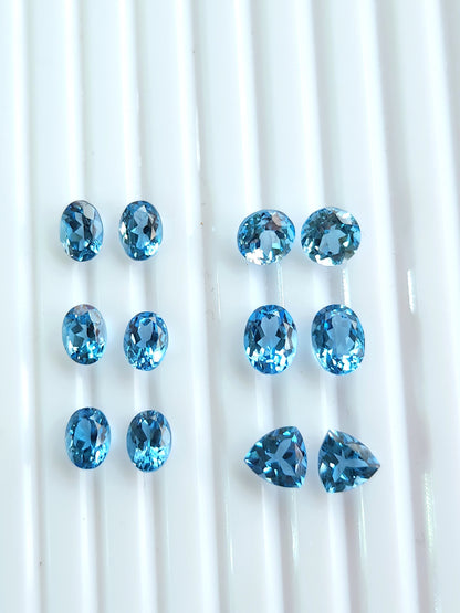 Natural Swiss Blue Topaz Perfect Pairs Gemstones