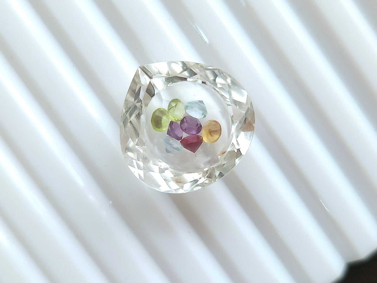 Crystal Quartz & Multi Tourmaline Heart Gemstone Pair | Shaker Packed Gemstone