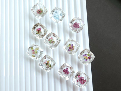 Crystal Quartz & Multi Tourmaline Square Cushion Gemstone Pair | Shaker Packed Gemstone