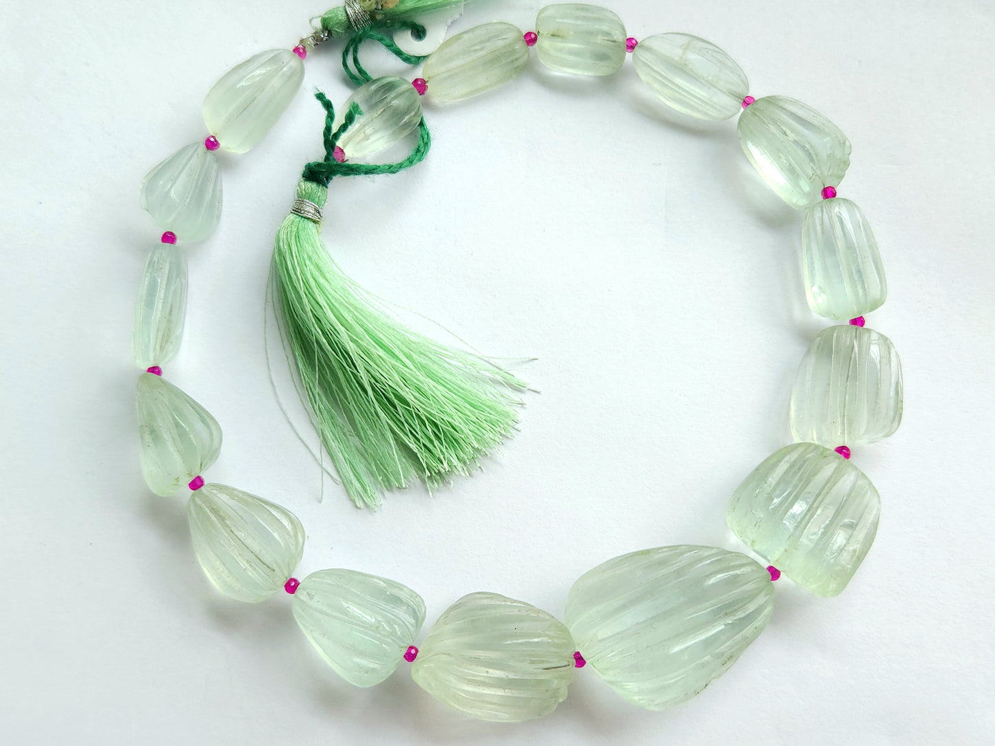Natural Green Fluorite Carved Tumbles / Nuggets Beads
