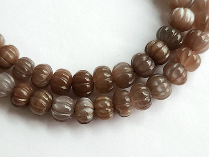 Natural Chocolate Moonstone Carved Melons