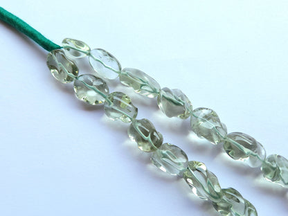 Natural Green Amethyst Smooth Twisted Tumble Beads
