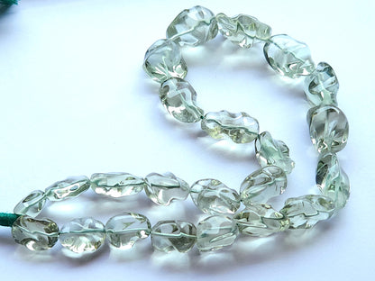 Natural Green Amethyst Smooth Tumble Beads | 16 Inches | Prasiolite Smooth Nuggets Beads for Necklace & Jewelry Making | Twisted Tumbles