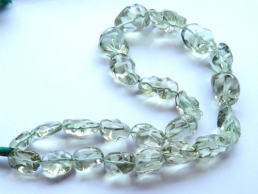 Natural Green Amethyst Smooth Tumble Beads | 16 Inches | Prasiolite Smooth Nuggets Beads for Necklace & Jewelry Making | Twisted Tumbles