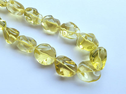 Natural Lemon Quartz Smooth Twisted Tumble Beads