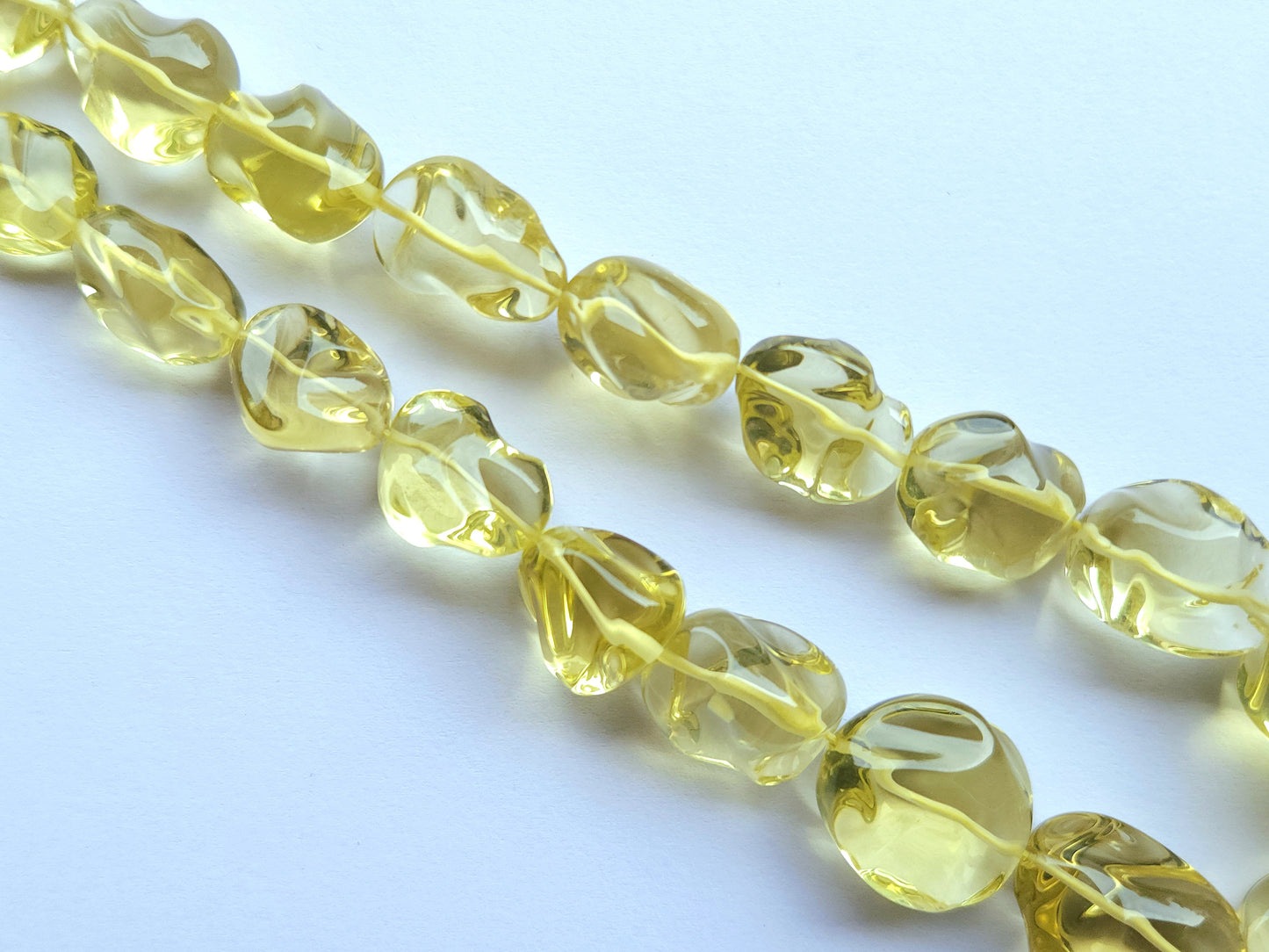 Natural Lemon Quartz Smooth Twisted Tumble Beads