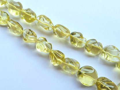 Natural Lemon Quartz Smooth Twisted Tumble Beads