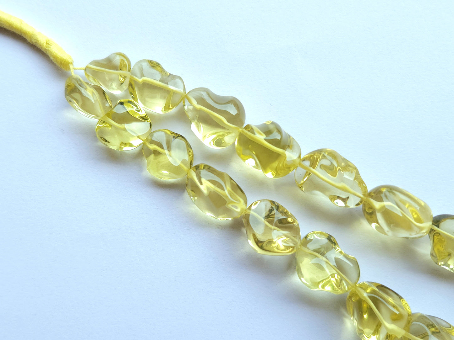 Natural Lemon Quartz Smooth Twisted Tumble Beads