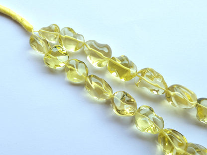 Natural Lemon Quartz Smooth Twisted Tumble Beads
