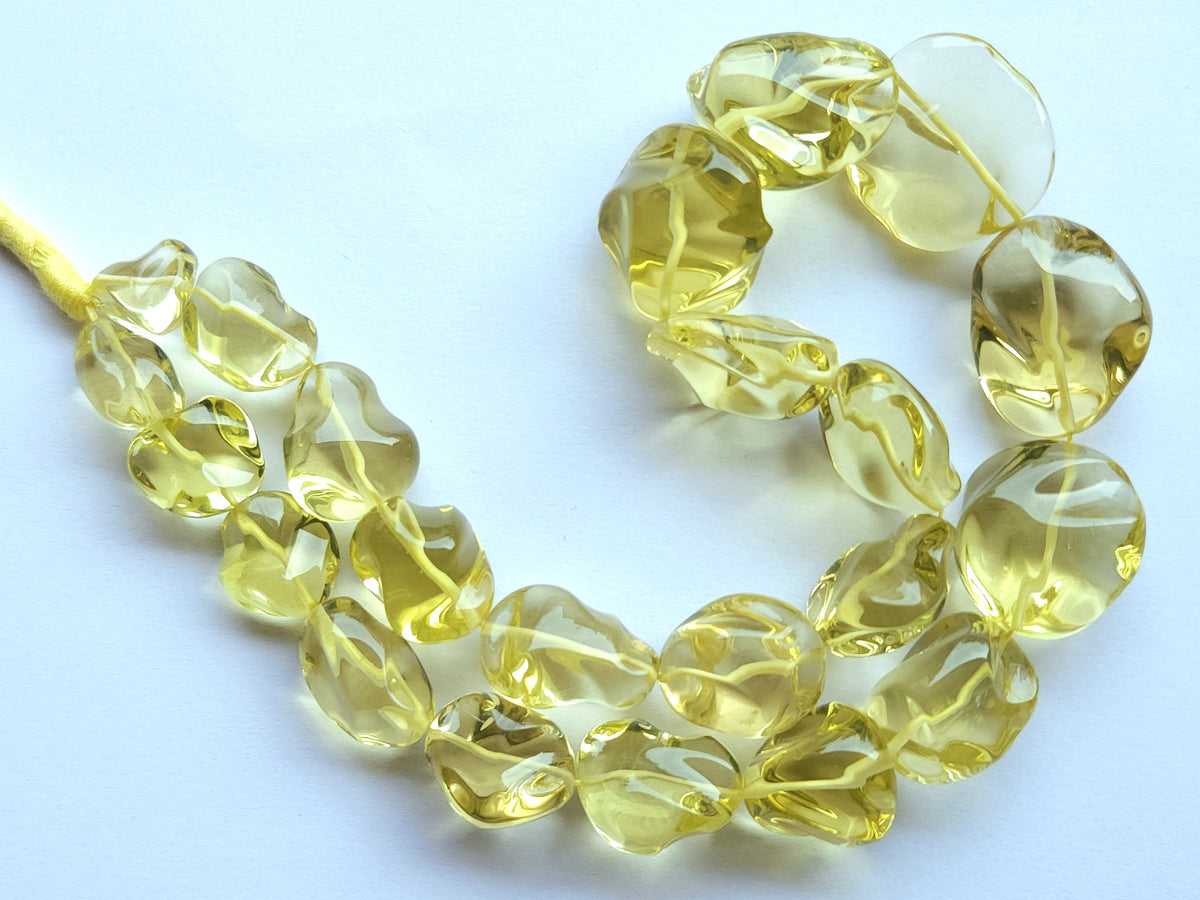 Natural Lemon Quartz Smooth Twisted Tumble Beads