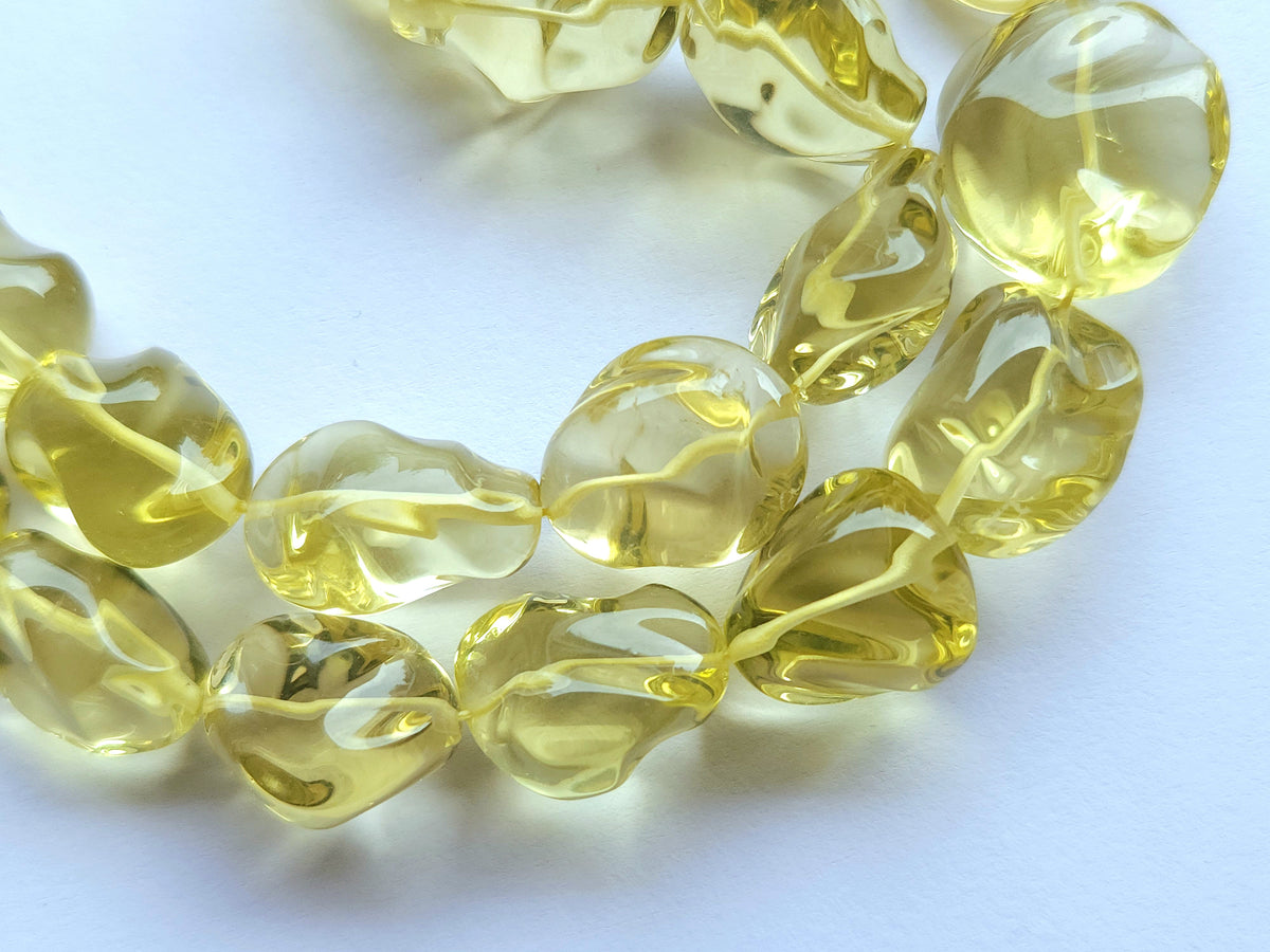 Natural Lemon Quartz Smooth Twisted Tumble Beads