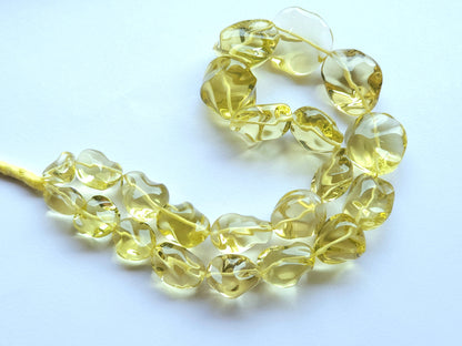 Natural Lemon Quartz Smooth Twisted Tumble Beads