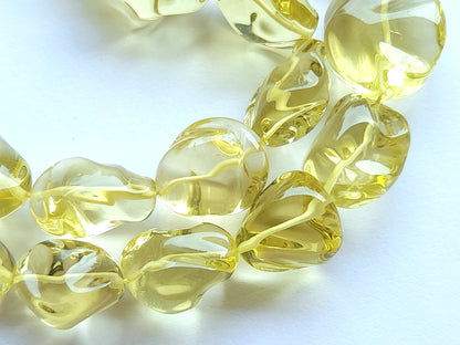 Natural Lemon Quartz Smooth Twisted Tumble Beads
