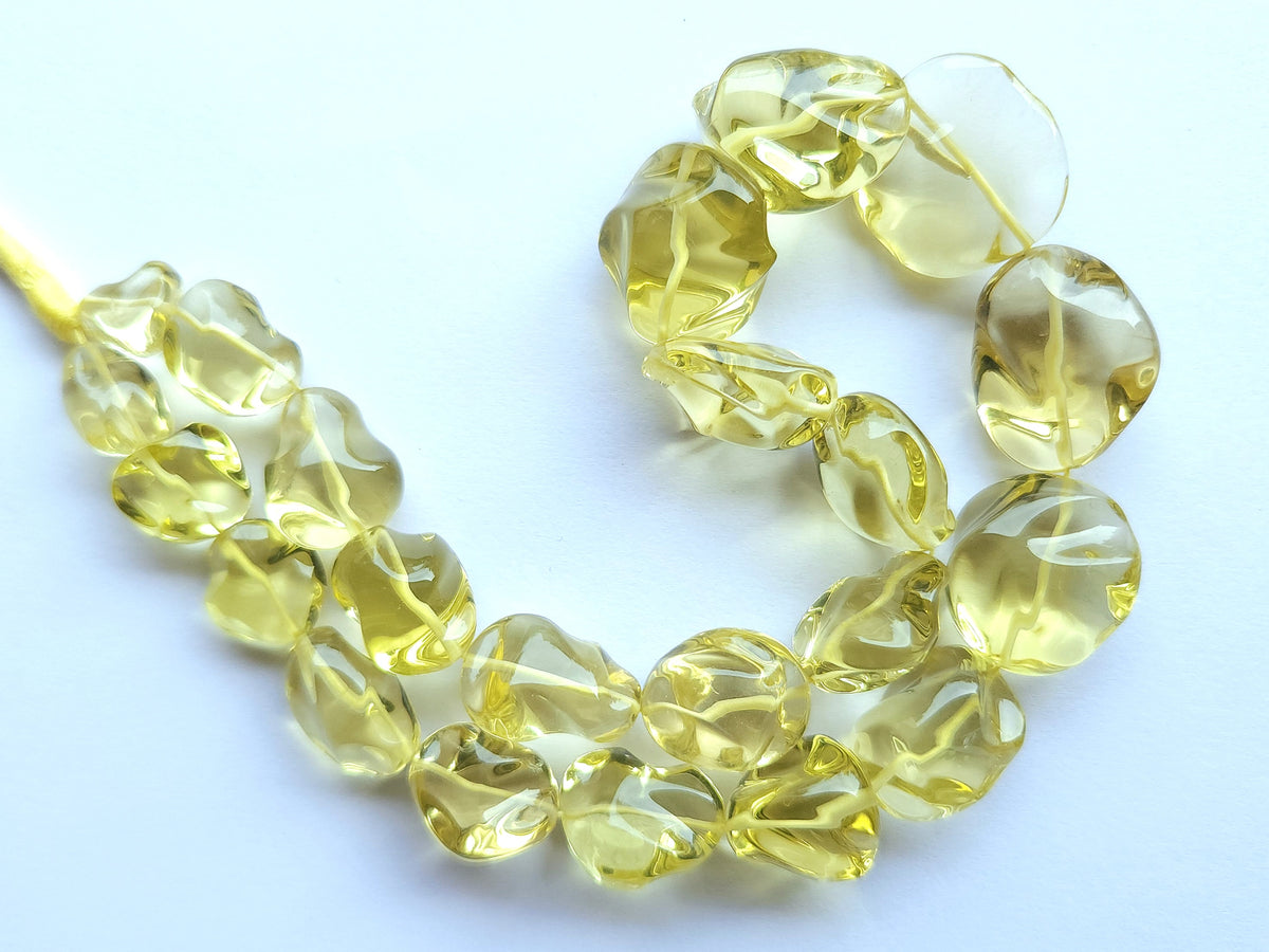 Natural Lemon Quartz Smooth Twisted Tumble Beads
