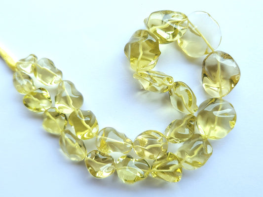 Natural Lemon Quartz Smooth Twisted Tumble Beads