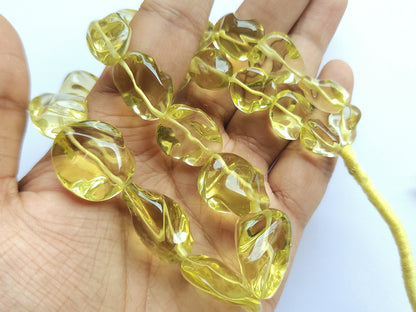 Natural Lemon Quartz Smooth Twisted Tumble Beads