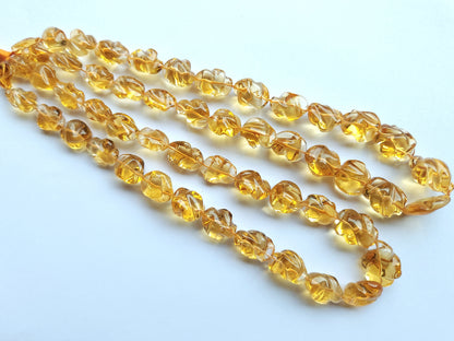 Natural Citrine Smooth Twisted Tumble Beads