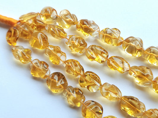 Natural Citrine Smooth Twisted Tumble Beads