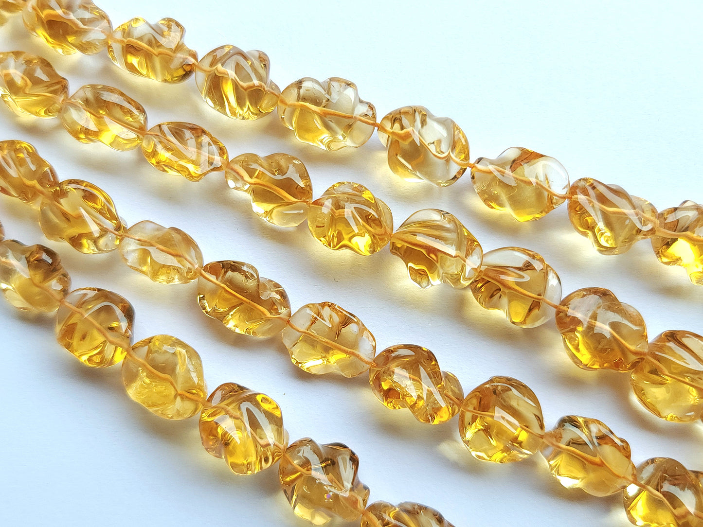 Natural Citrine Smooth Twisted Tumble Beads
