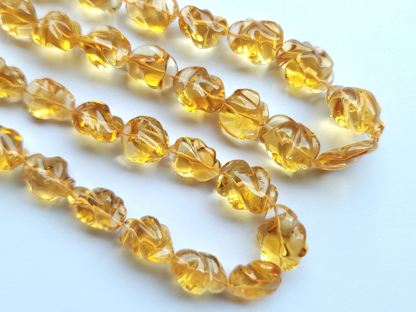 Natural Citrine Smooth Twisted Tumble Beads