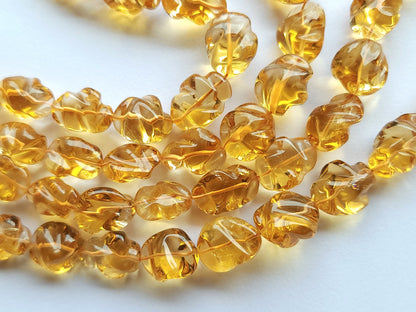 Natural Citrine Smooth Twisted Tumble Beads