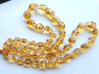 Natural Citrine Smooth Twisted Tumble Beads