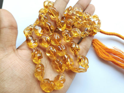 Natural Citrine Smooth Twisted Tumble Beads