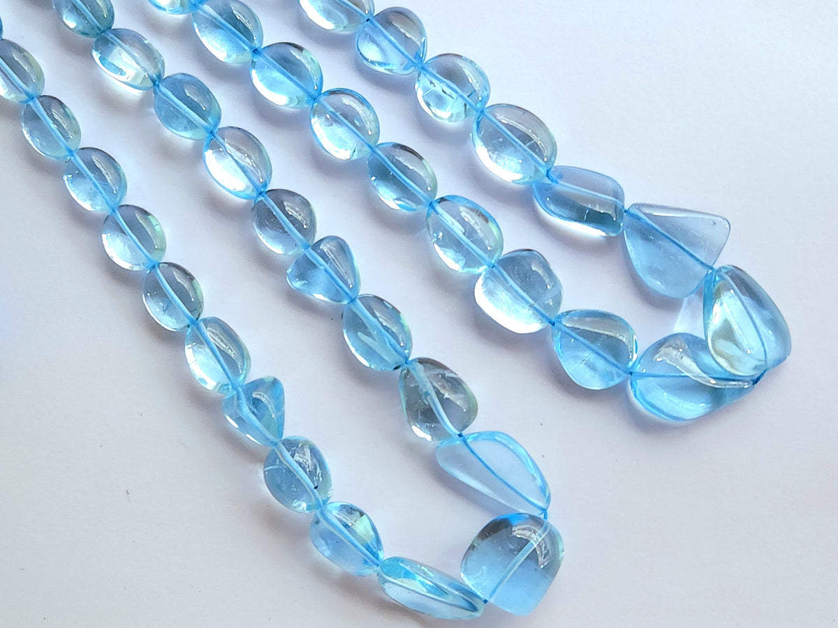 Natural Blue Topaz Smooth Oval / Tumble Shape Beads