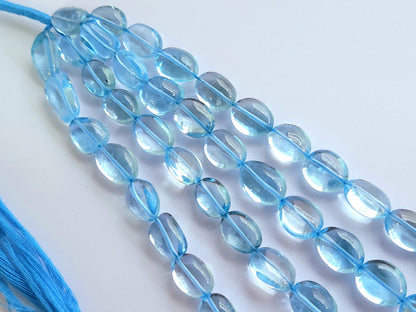 Natural Blue Topaz Smooth Oval / Tumble Shape Beads