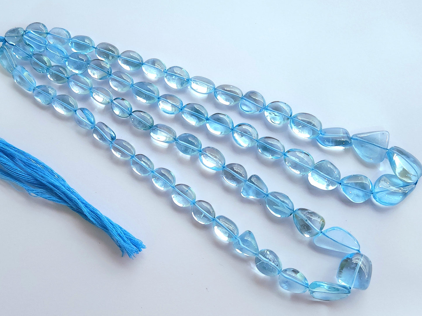 Natural Blue Topaz Smooth Oval / Tumble Shape Beads