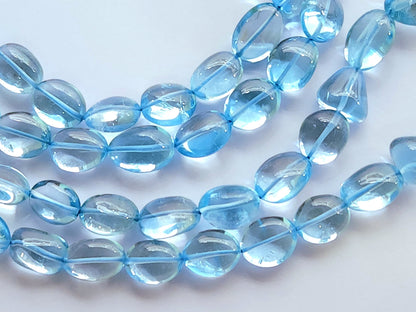 Natural Blue Topaz Smooth Oval / Tumble Shape Beads