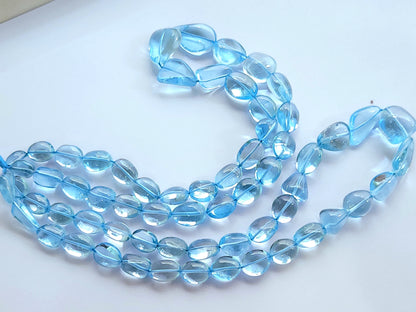 Natural Blue Topaz Smooth Oval / Tumble Shape Beads