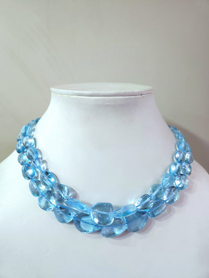 Natural Blue Topaz Smooth Oval / Tumble Shape Beads