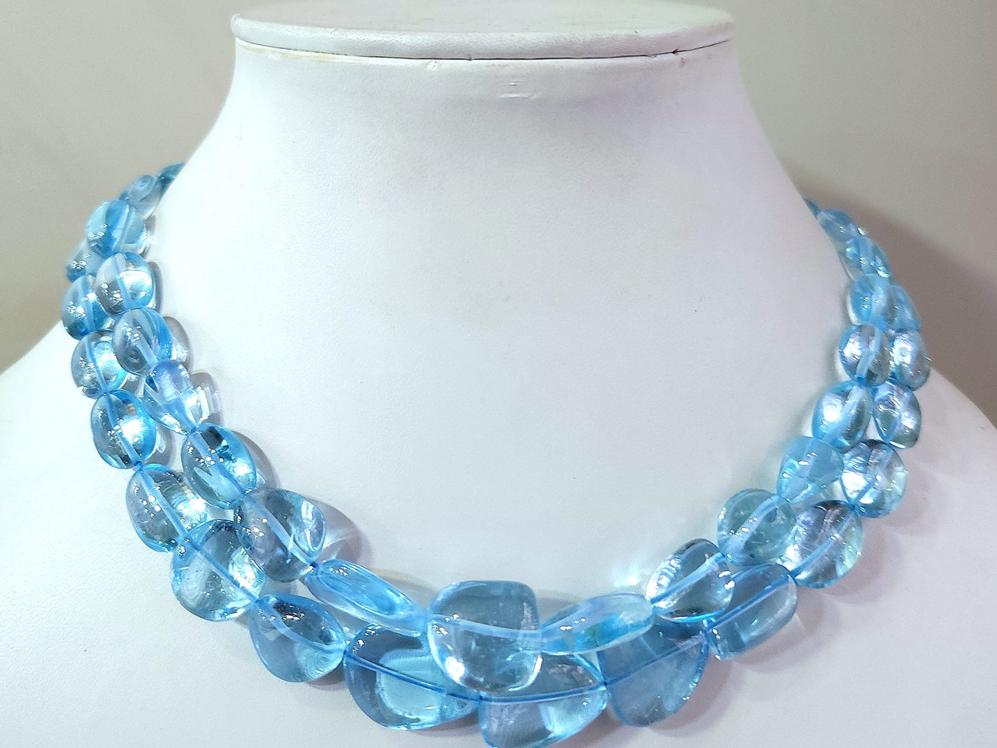 Natural Blue Topaz Smooth Oval / Tumble Shape Beads