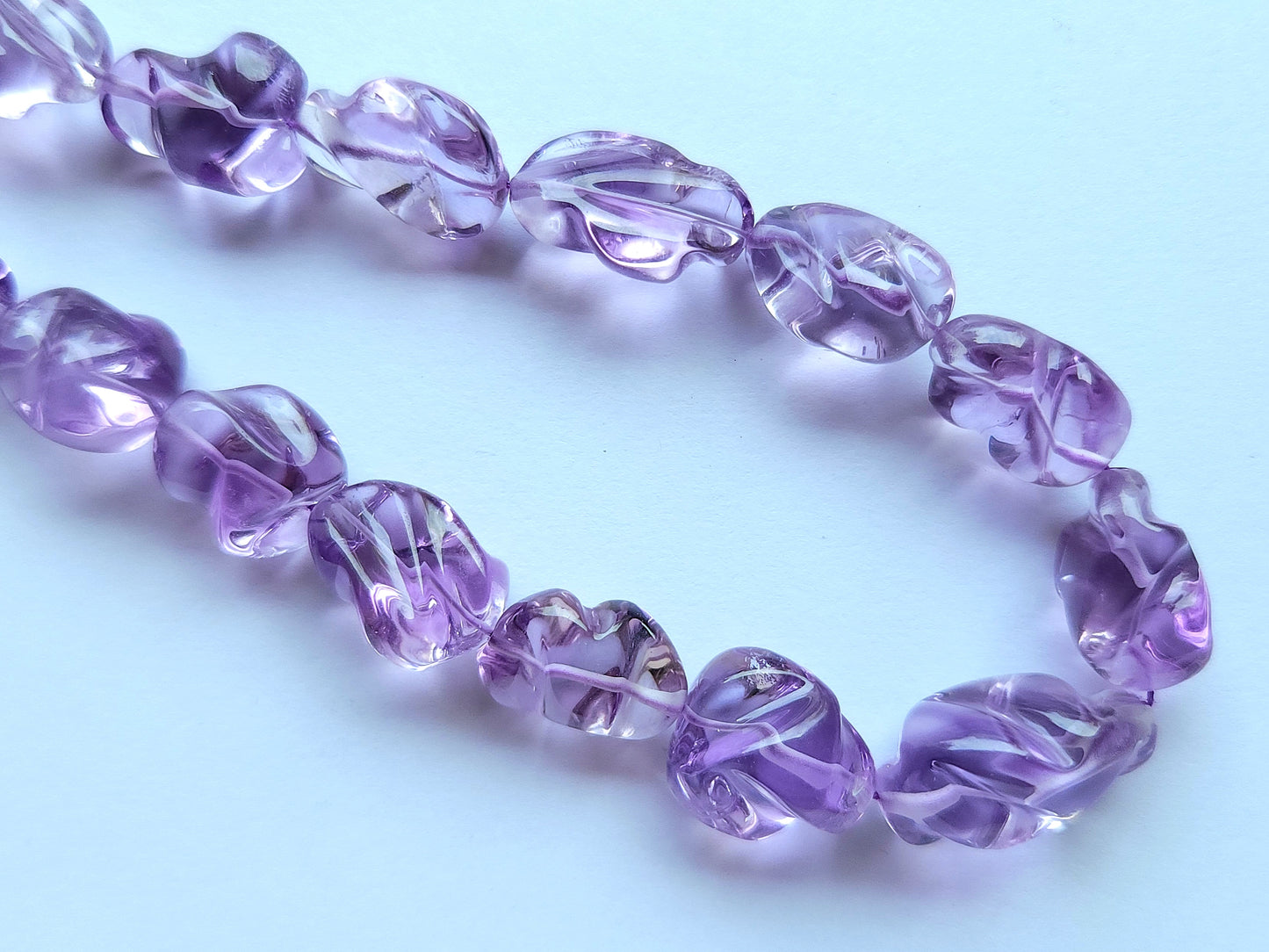 Natural Pink Amethyst Smooth Twisted Tumble Beads