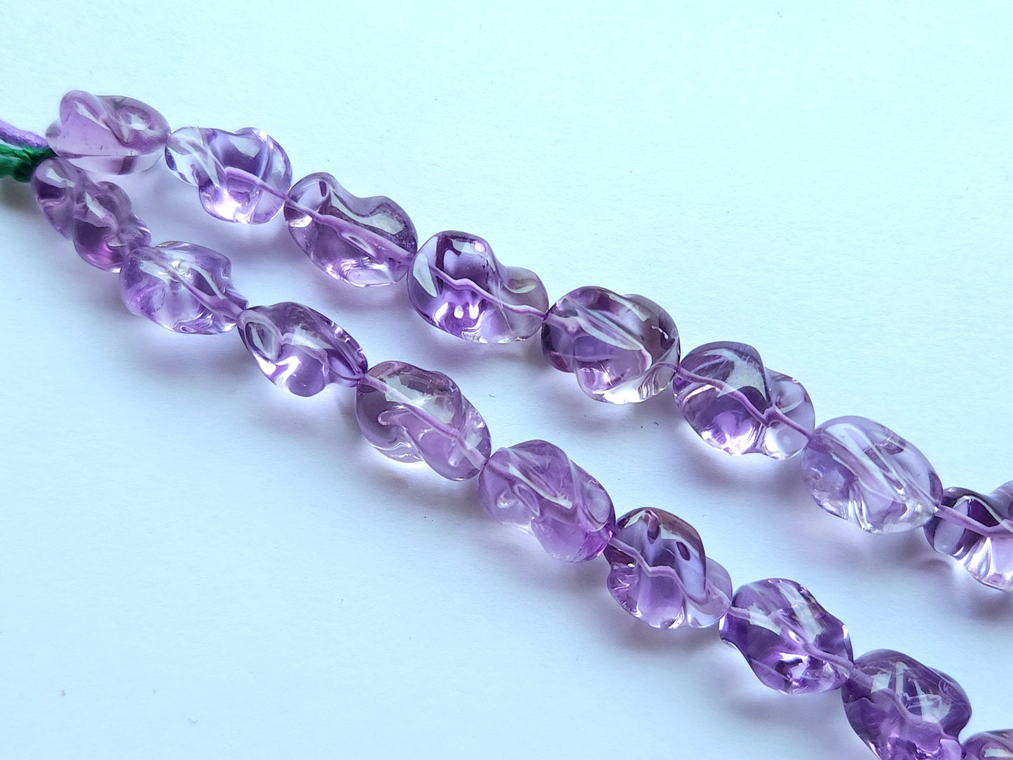 Natural Pink Amethyst Smooth Twisted Tumble Beads